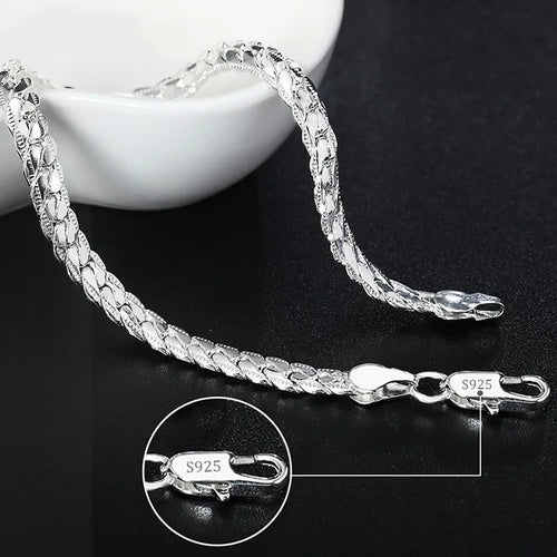Fine 925 Sterling Silver Noble Nice Chain Solid Bracelet for Women Men