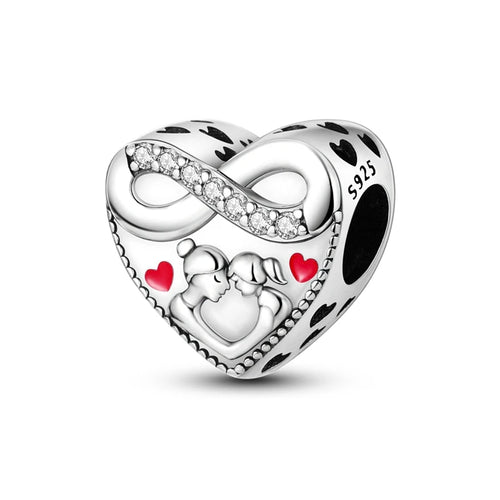 Charms Beads 925 Sterling Silver Tree of Life Peach Heart Sweet Love