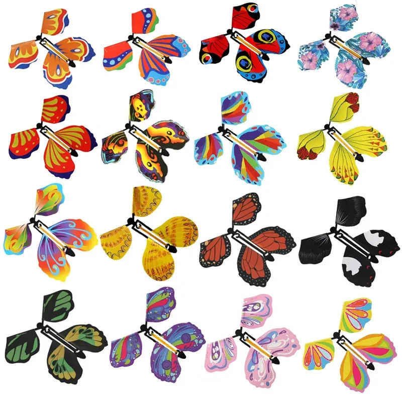 10PCS Random Color Magic Flying Butterfly Wind Up Toy Bookmark