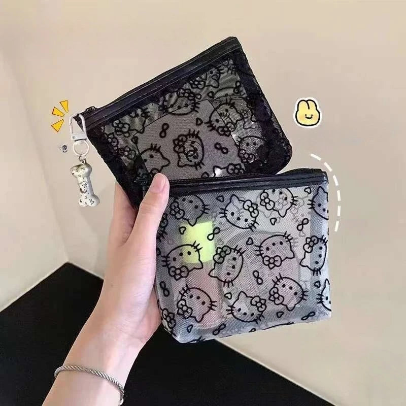 Kawaii Sanrio Hello Kitty Coin Purse Anime Cartoon Fashion KT Mesh