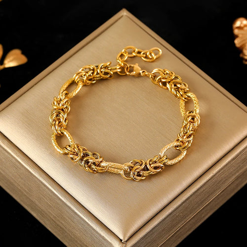 EILIECK 316L Stainless Steel Gold Color Cuban Chain Bracelet For Women