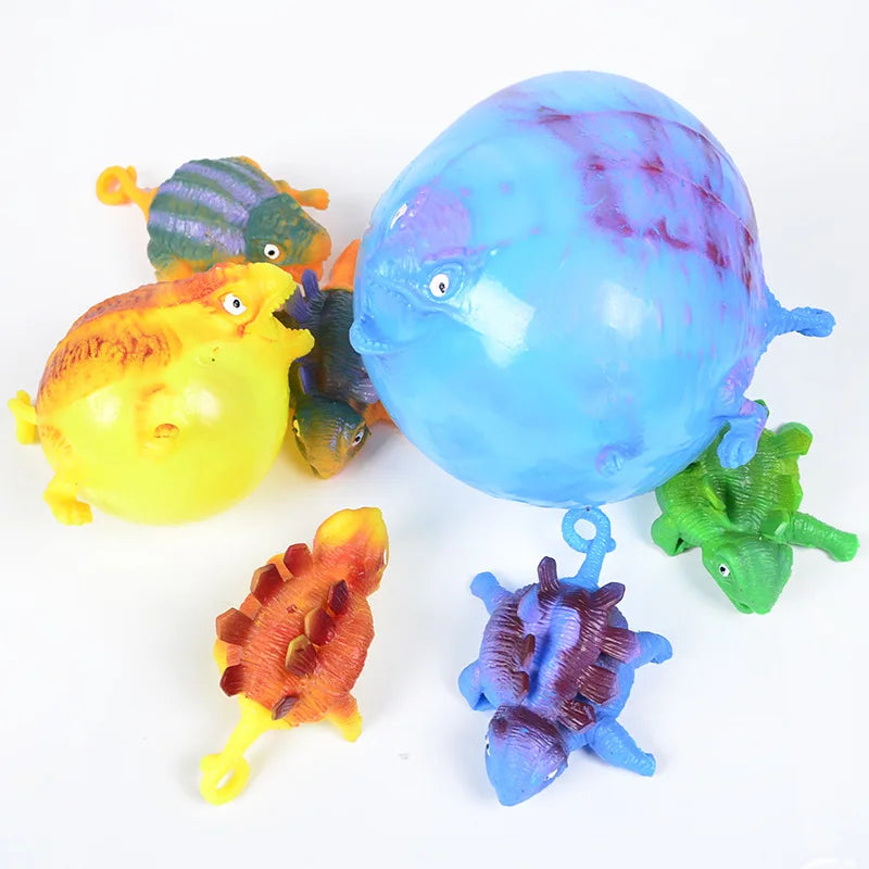 3PCS Kids Funny Dinosaur Animals Inflate Vent Balls Toy Squeeze Soft