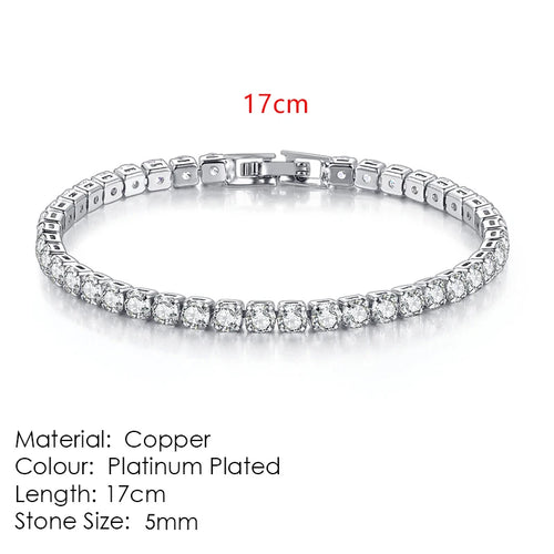 Silver Color 2.5/3/4/5mm Zircon Tennis Bracelet For Women Men Dazzling