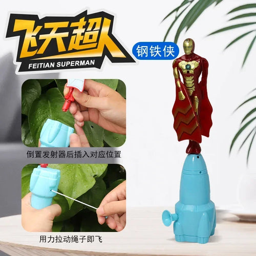 Anime Spiderman Bamboo Dragonfly Flying Toy Iron Man Captain Rotating