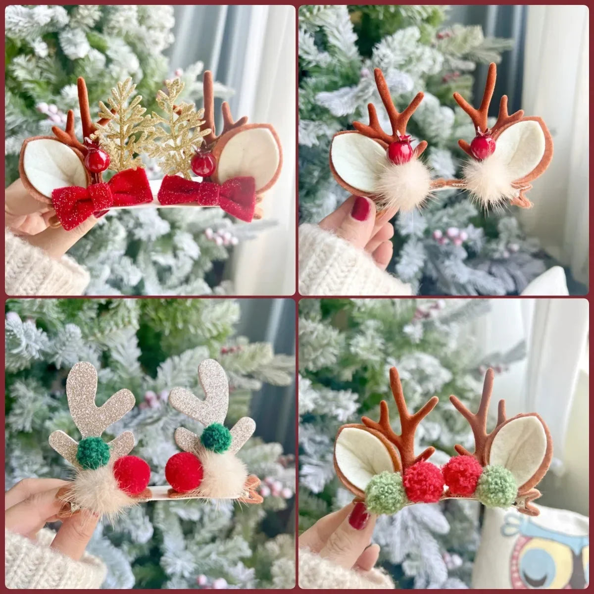Christmas Antler Hair Clips Pendants Xmas Ornaments Merry Christmas