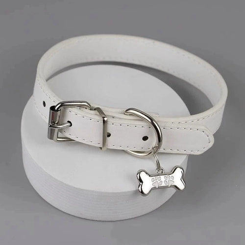 1Pcs Sweet Cool PU Leather Collar Chain Punk Dog Claw Bone Charms