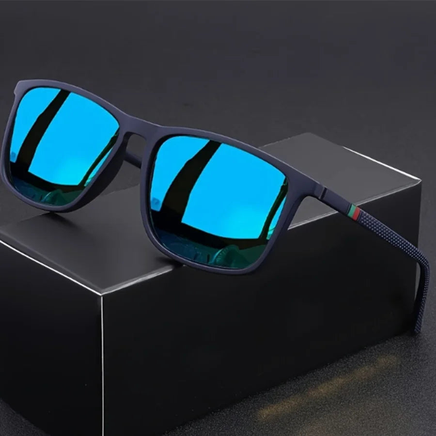 Classic Square Men's Sunglasses Comfortable Lightweight Black Frame