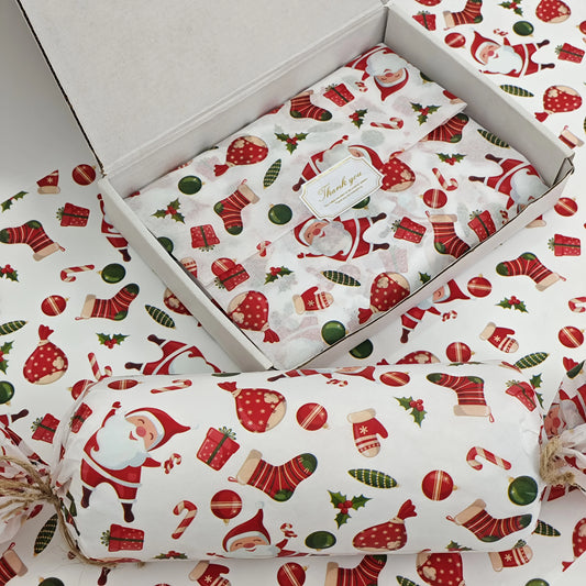 10/20 Sheets, Santa and Christmas Gift Patterned Tissue Paper, Santa,