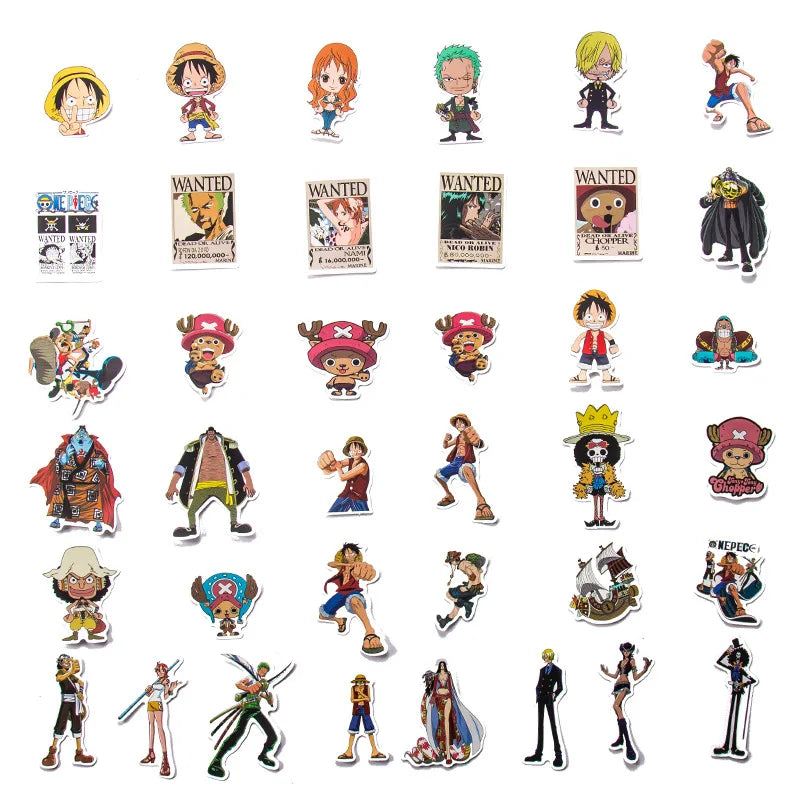 50/100Pcs Japan Anime One Piece Figure Luffy Toy Sticker Notebook