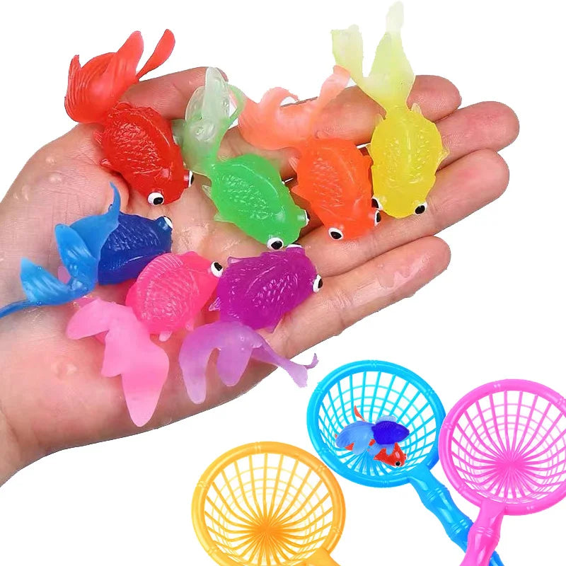 Children's 10Pcs/Set Kawaii Simulation Rubber Goldfish Baby Bath Water