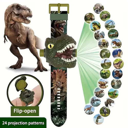 1Pc 3D Dinosaur Projection Electronic Watch for Kids - Fun Luminous
