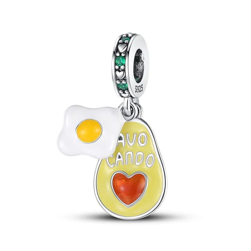 New 925 Silver Color Strawberry Cherry Fruit Series Charms Beads Fit