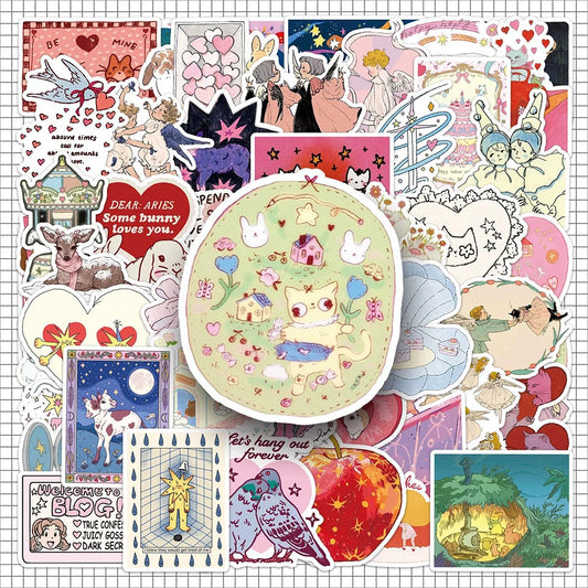10/30/50pcs Fairy Tale Series Cartoon Aesthetic Stickers Kawaii Girl