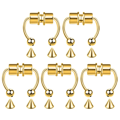 5pcs Stainless Steel Magnet Fake Nose Ring Hoop Fake Piercing Hoop