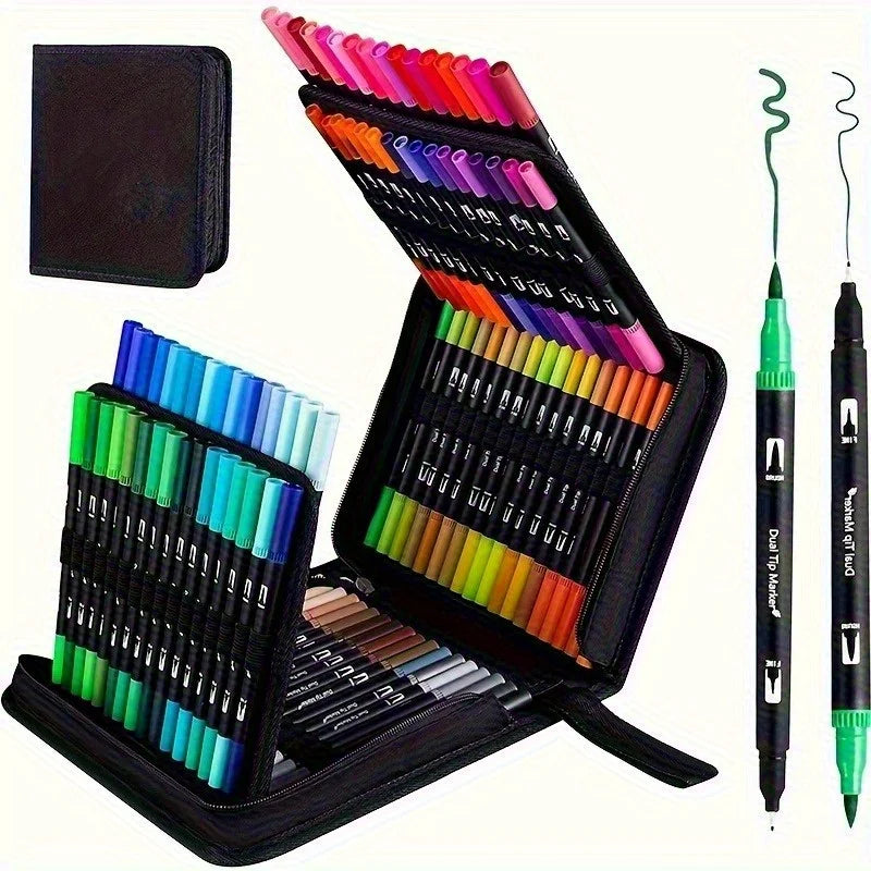 Vibrant Double-Ended Watercolor Markers – Art Set for Drawing &