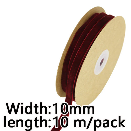 (10 Meters/roll) 10mm Velvet Ribbon Christmas Lace Ribbons Wholesale