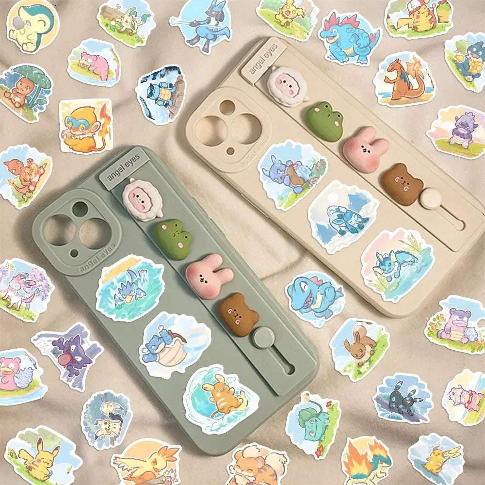 63pcs Pokemon Anime Stickers Pikachu Laptop Skateboard Suitcase Kawaii