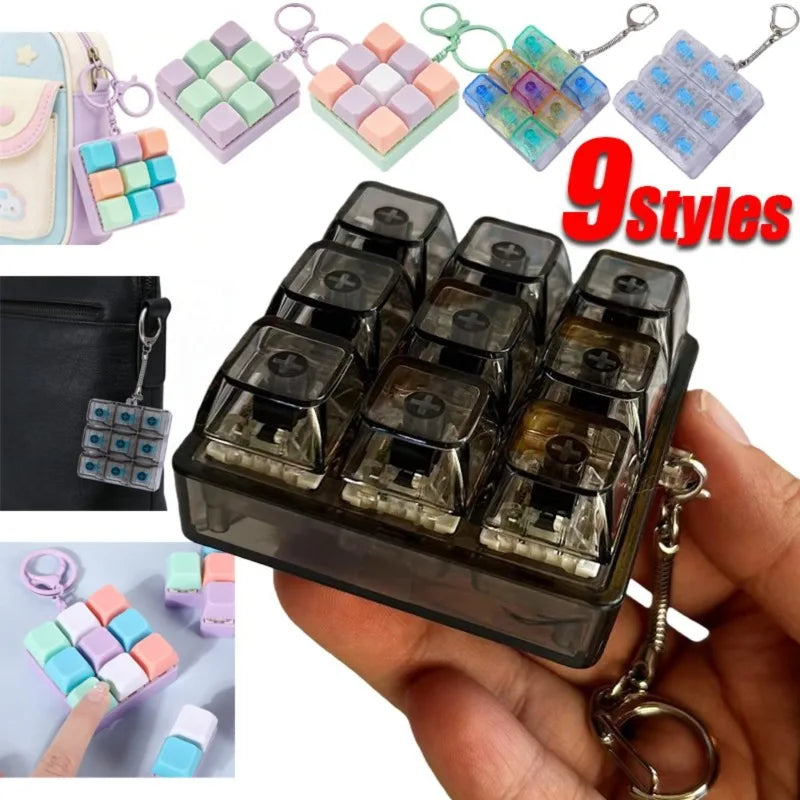9 Keys Keyboard Keychain Stress-Relief Toys Clicking Keyboard Toy DIY