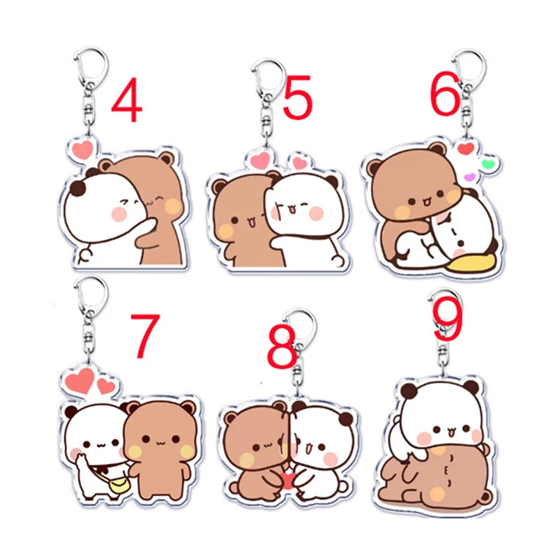 Cute Bubu Dudu Keychains Baby Grey Bear White Panda Keyring for
