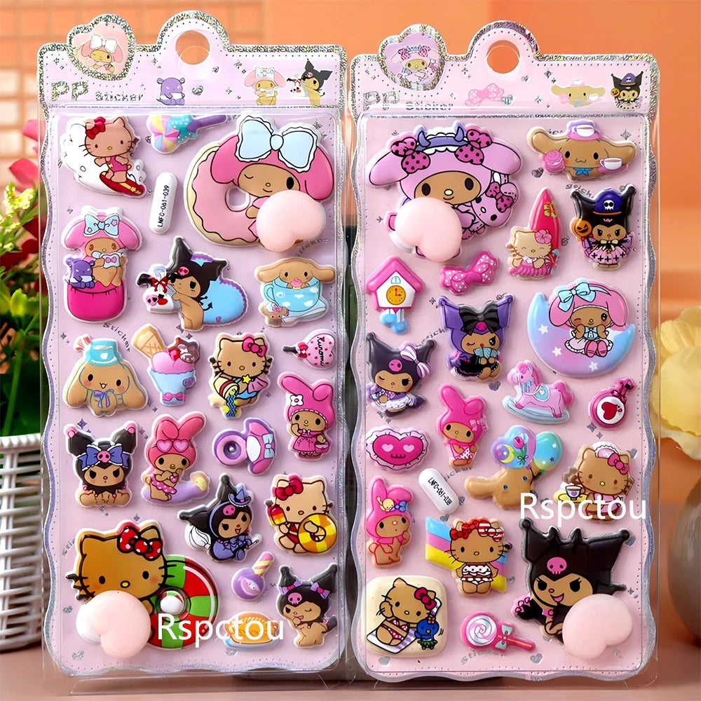Hot Cute Kawaii Sanrio 3D Relief Stickers HelloKitty Kuromi My Melody
