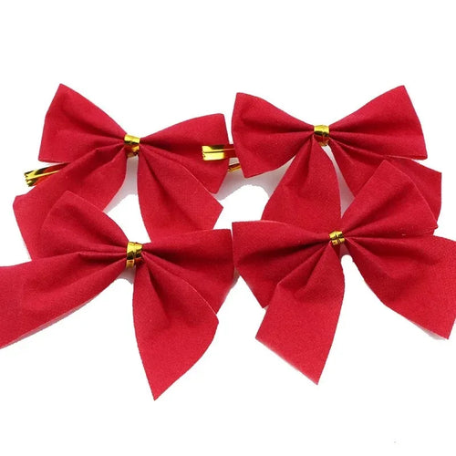 12/24/36Pcs Christmas Bow Red Gold Mini Xmas Tree Bowknot for Home