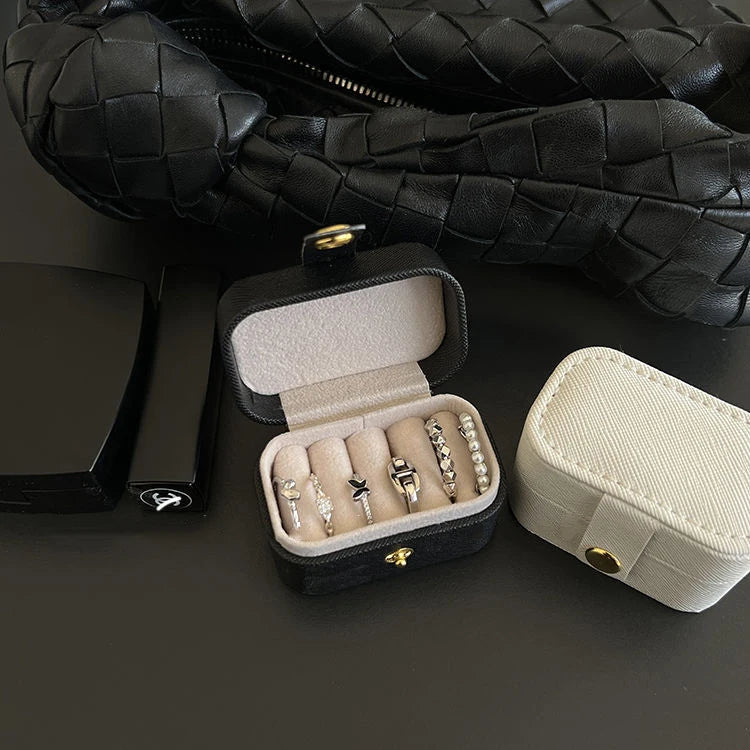 Mini Portable Small Jewelry Storage Bag Travel Simple Leather Ring