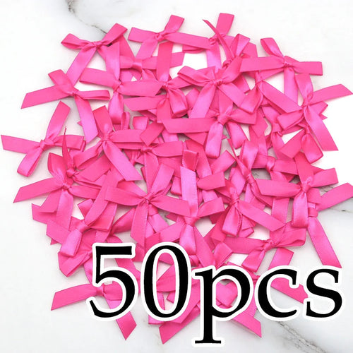 (50 Pcs) 4*4cm Colourful Ribbon Bows Small Size Polyester Satin Ribbon