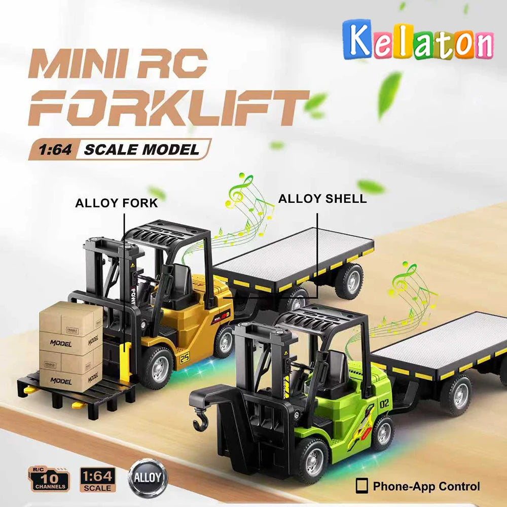 1:64 Bluetooth Remote Control Crane And Forklift two-in-one Desktop