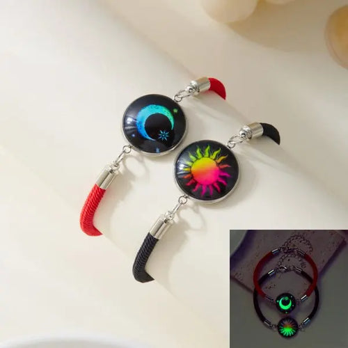 Romantic Luminous Sun Moon Couple Bracelets for Women Men Handmade
