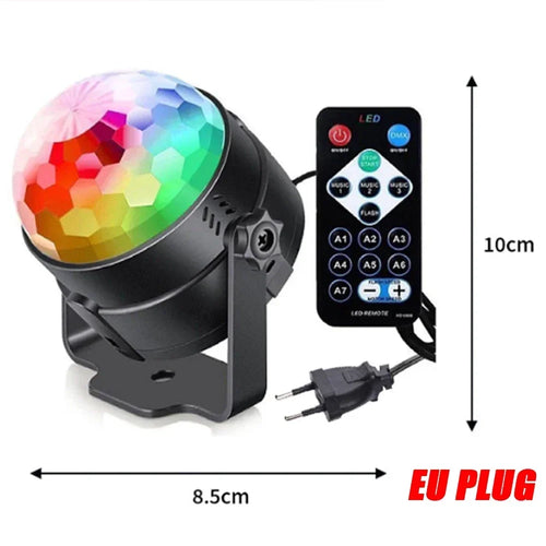 RGB LED Stage Disco Light Rotating DJ Ball Strobe Sound Control Magic