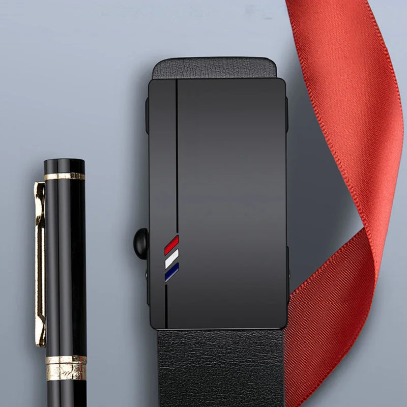 Men's Fashion Belt With Toothless Automatic Buckle Suitable For