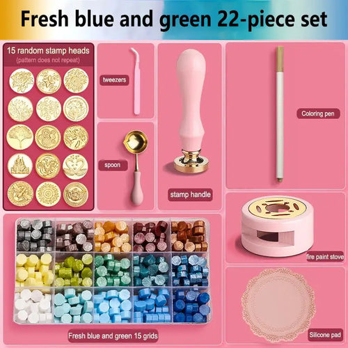 Wax Seal Stamp Set Lacquered Stamp Sealing Wax Kit DIY Craft Supplies