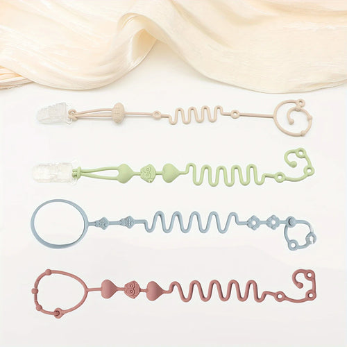 4pcs Adjustable Silicone Pacifier Chain, Teether Toys, Suitable for