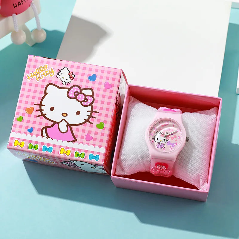 3D Hello Kitty Children Watches with box Cinnamoroll Kuromi Melody