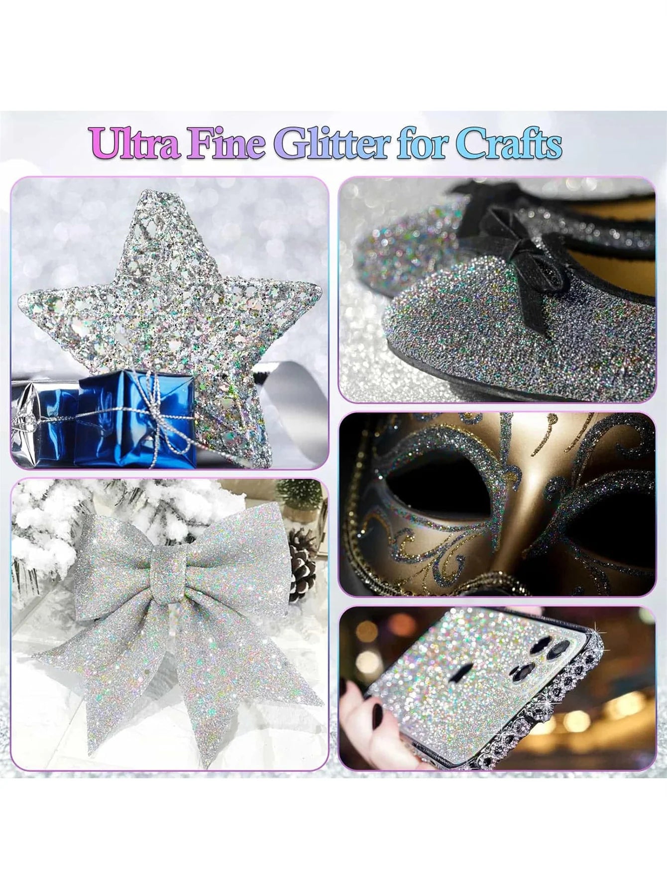 6Bottles Iridescent  Fine Glitter Series Powder Resin Supplies
