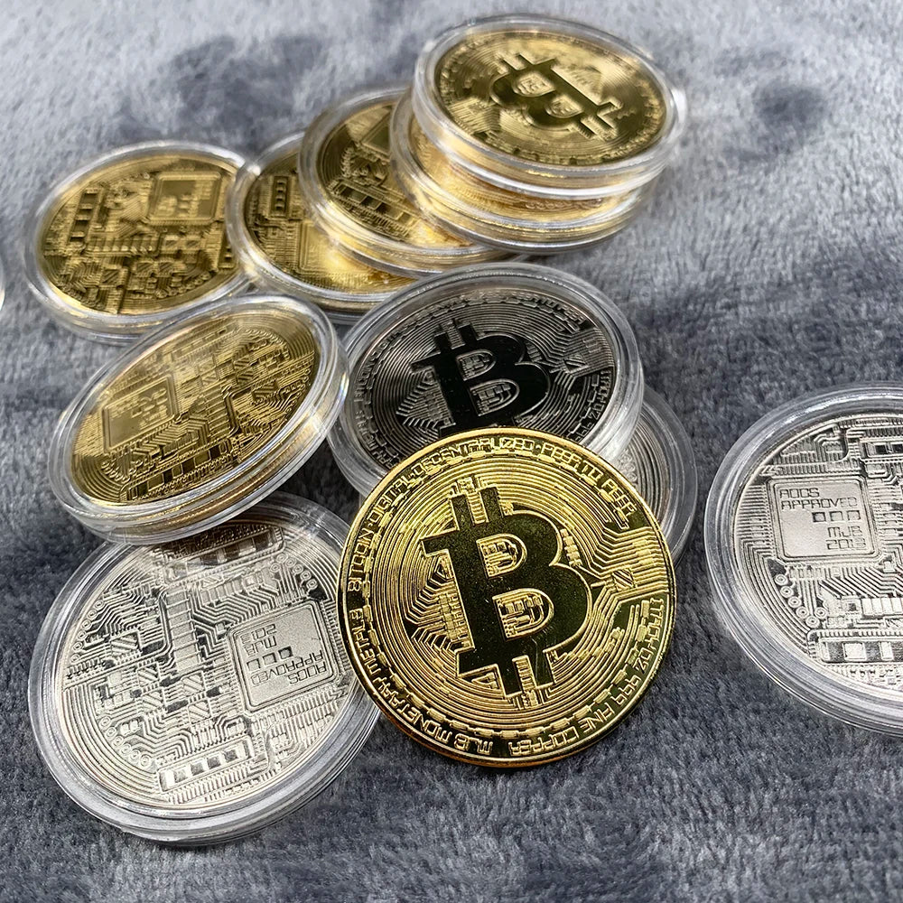 Gold Plated Bitcoin Coin Collectible Art Collection Gift Physical