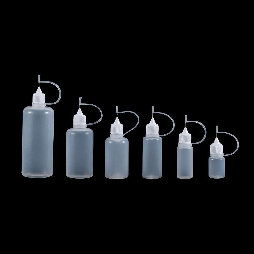 5pcs/set 5/10/20/30/50/100ML Needle Tip Glue Applicator Bottle for