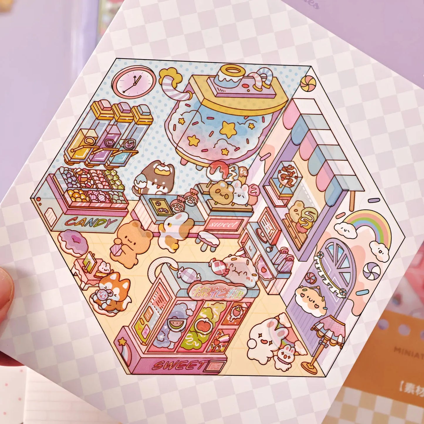 Kawaii Cute and Fun Cabin 3D Cute Shop Landscape Sticker book DIY