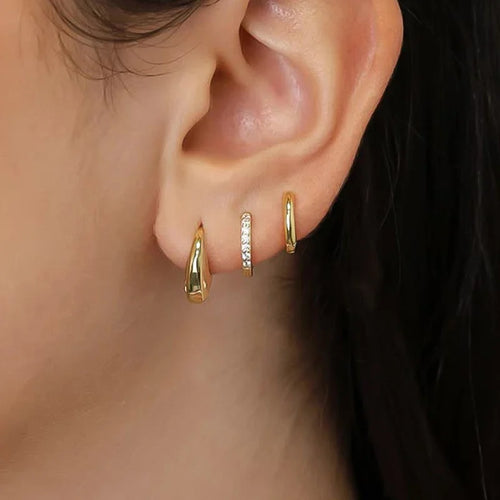 3pcs New Fashion Minimalist Copper Zircon Cross Earrings Set for Women