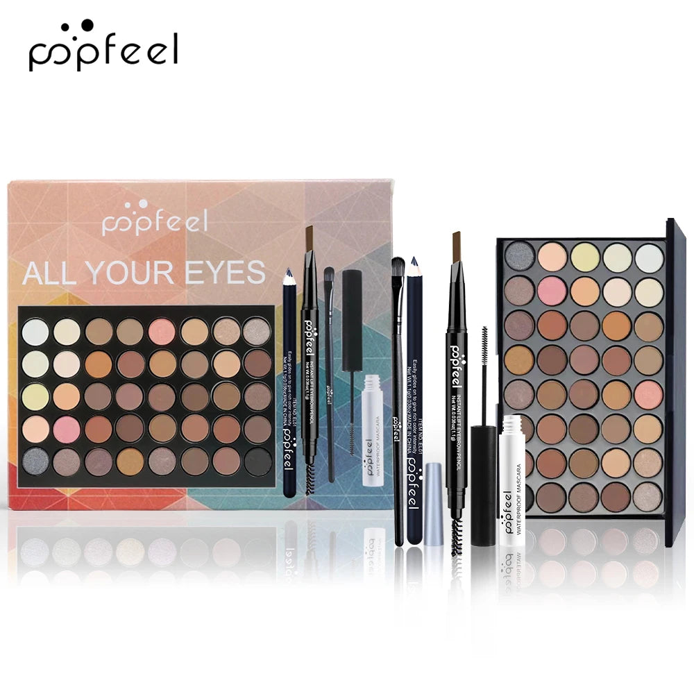 POPFEEL Eye Makeup Set, Eyeshadow Palette, Eyeliner, Mascara, Eyebrow