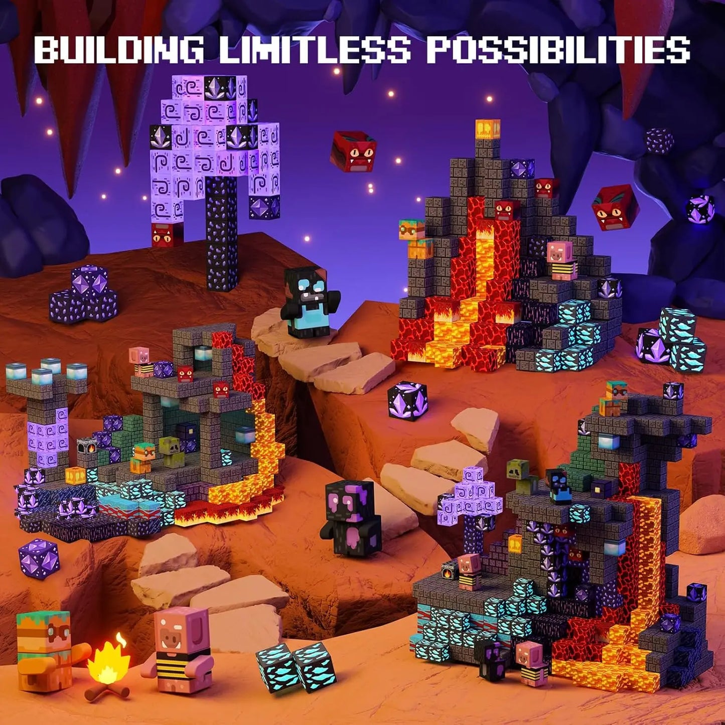 Magnetic Building Blocks Mine World Magnetic Cave World  Brick Cube