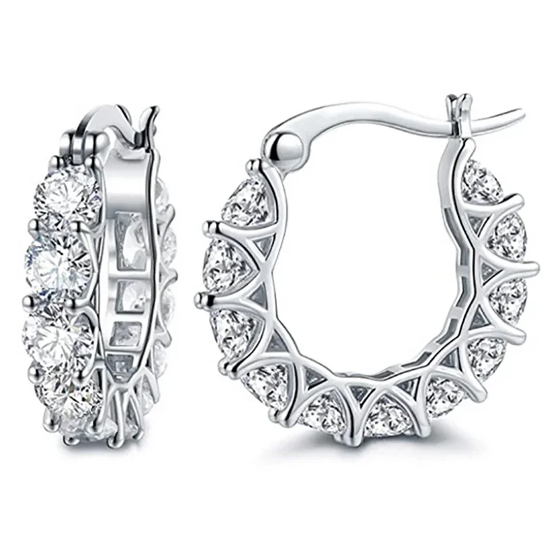 High Quality Cubic Zirconia Women Hoop Earrings Stylish Girl