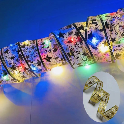 2-10M Christmas Bow Decoration Golden Christmas Ribbon Fairy String