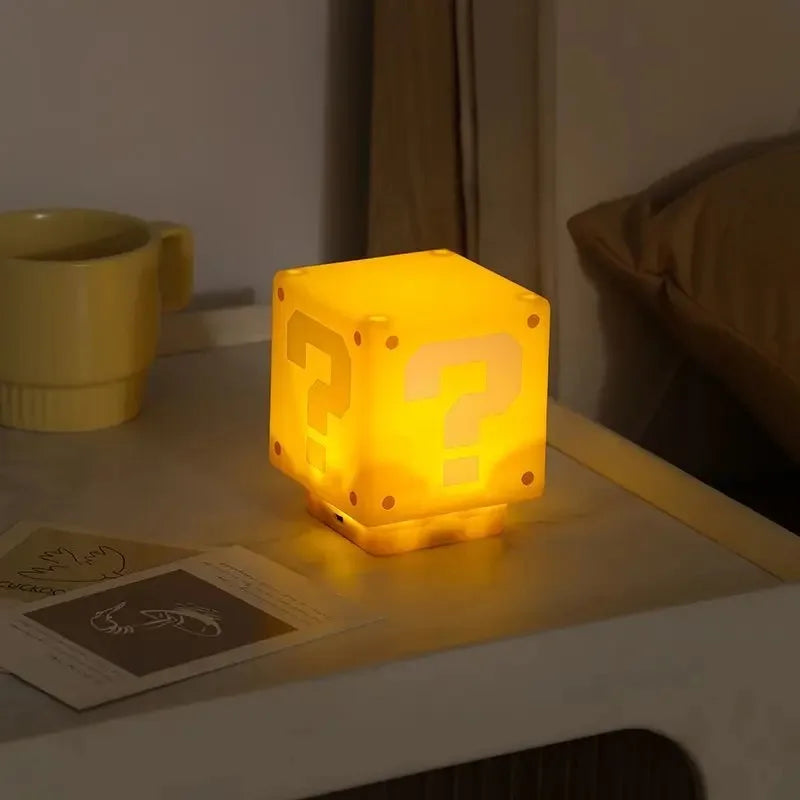 LED Question Mark Brick Night Light With Music USB Charging Desk Lamp
