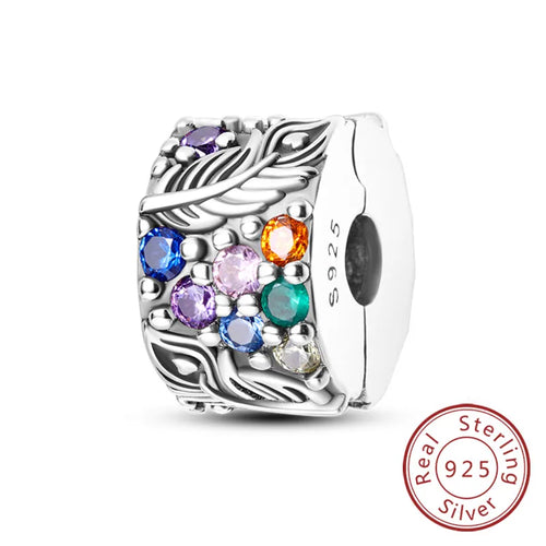Fit Original Charms Beads 925 Sterling Silver Clip Charms Zircon