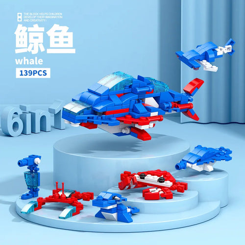NEW DIY 6in1 Train Track Robot Helicopter Vehicle Building Blocks Kit