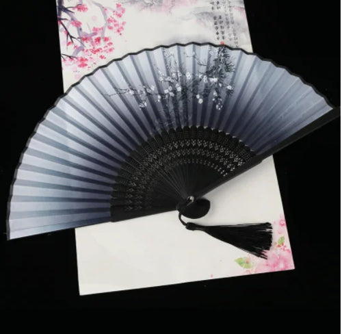 Retro Style Folding Fan Female Japanese Pattern Retro Cloth Art Craft