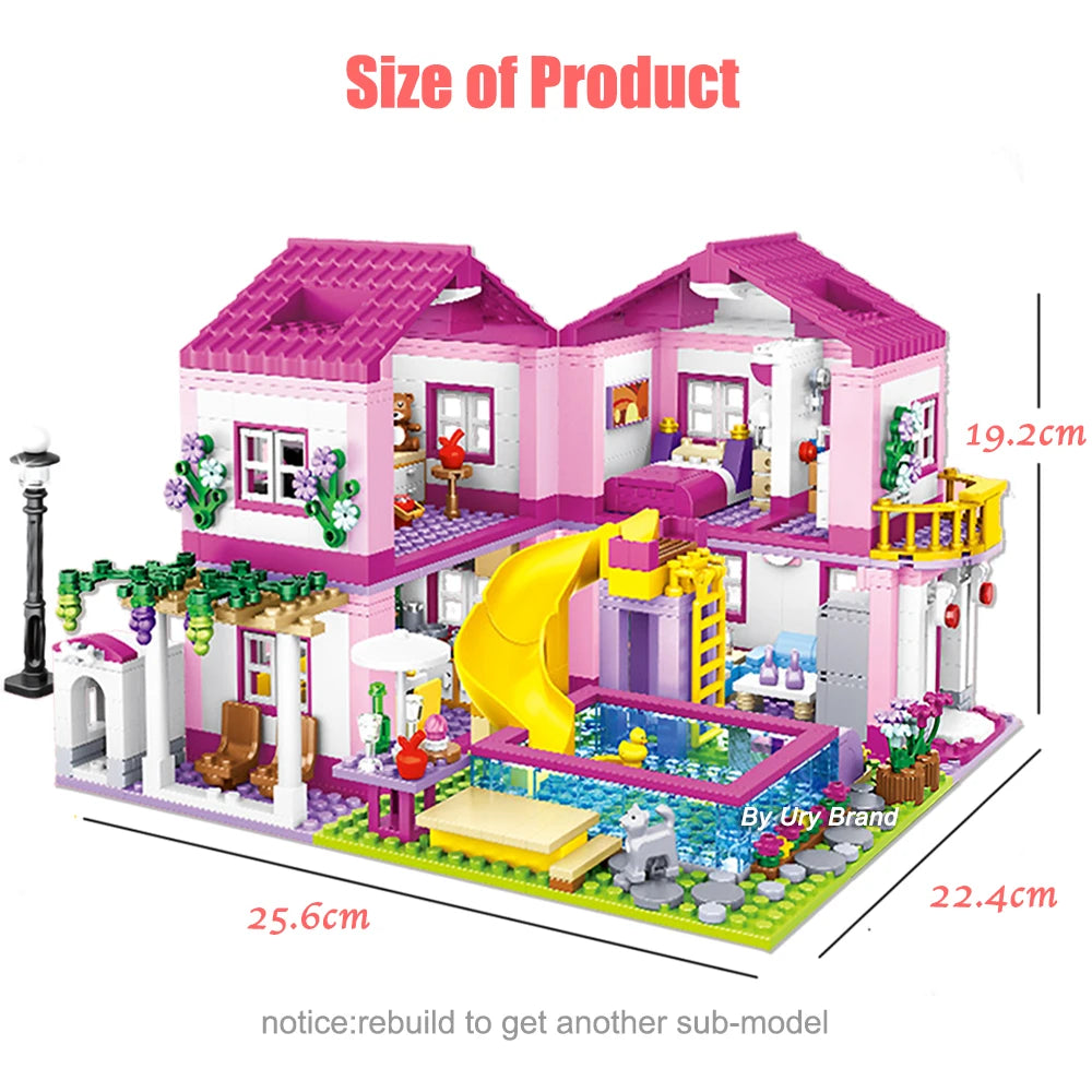 Friends City House Summer Holiday Villa Castle Building Blocks Sets