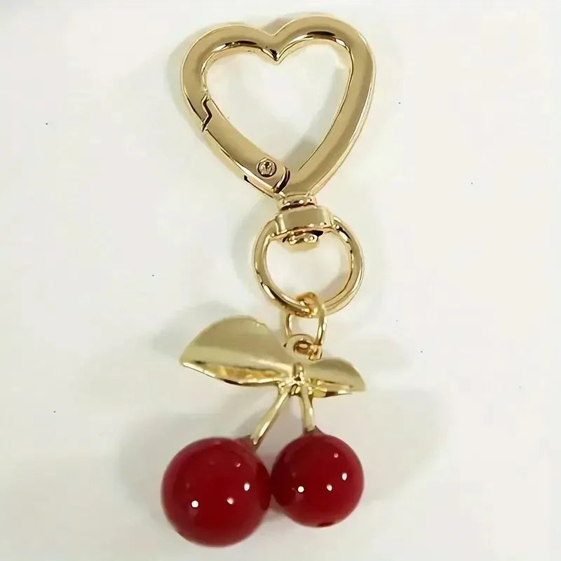 Cherry Blossom Heart-Shaped Bag Charm Durable Lobster Clasp DIY Bag