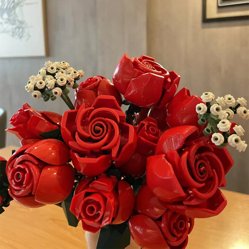 10328 Romantic rose bouquet building blocks ladies Creative Plant